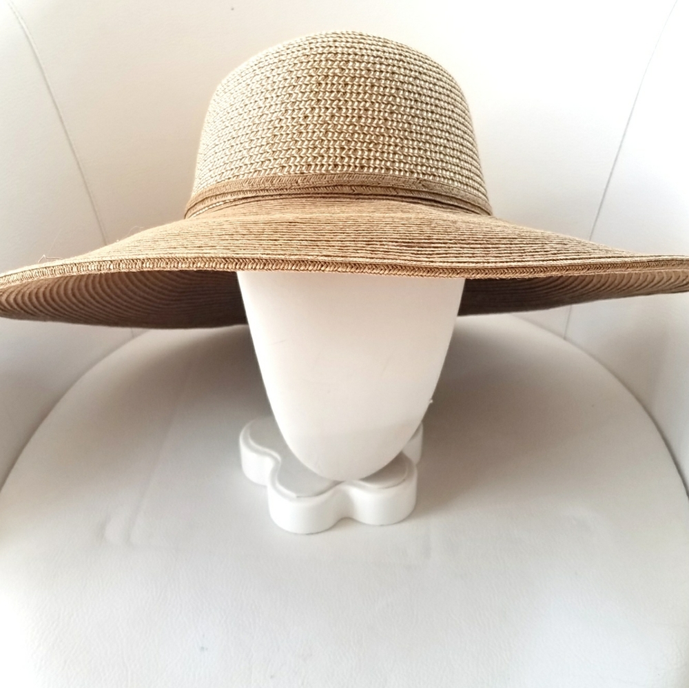 Rima 100% Woven Straw Two Tone Wide Brim Summer Sun Beach Hat